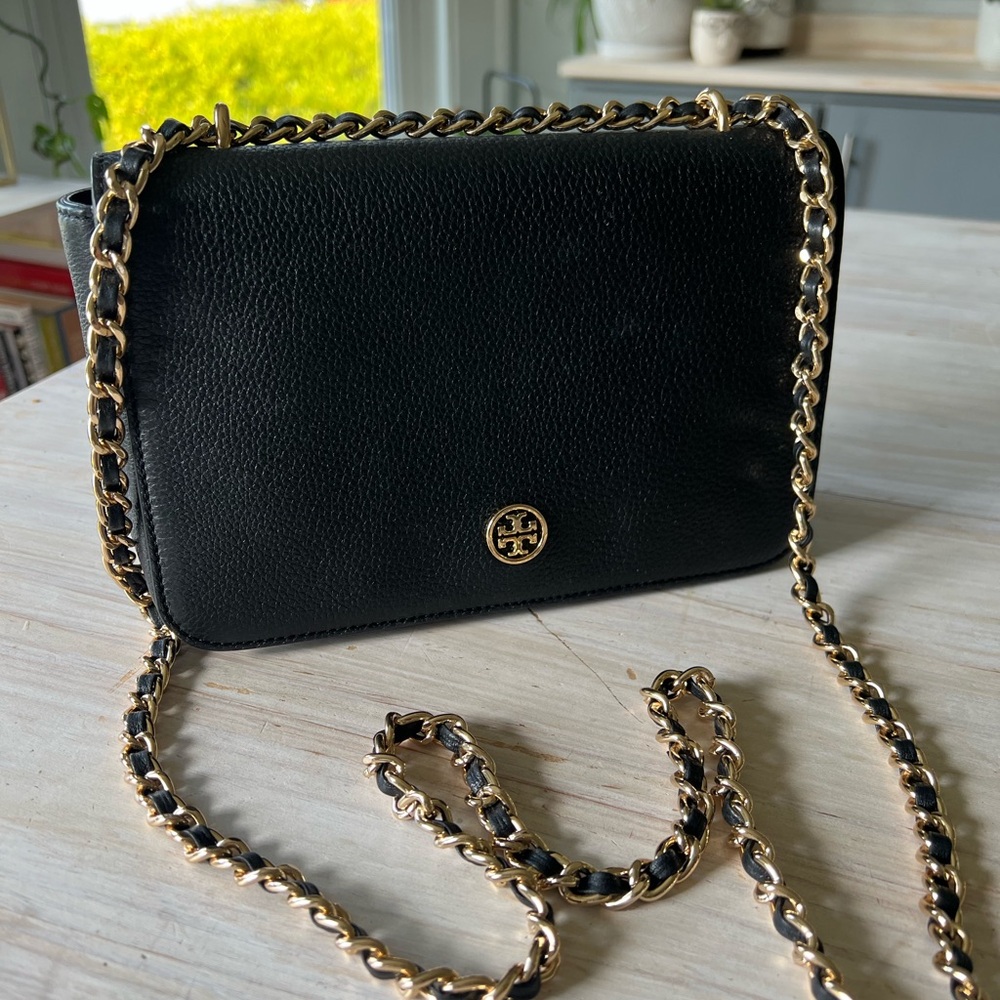 Tory Burch Black Leather Chain Shoulder Bag